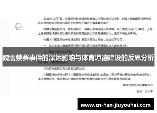 魏震禁赛事件的深远影响与体育道德建设的反思分析